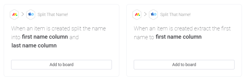 Use case: Collect a contact’s information in a form using a full name question. These automation recipes let you split that name into the desired text column(s). This allows personalized communication leveraging those column(s).