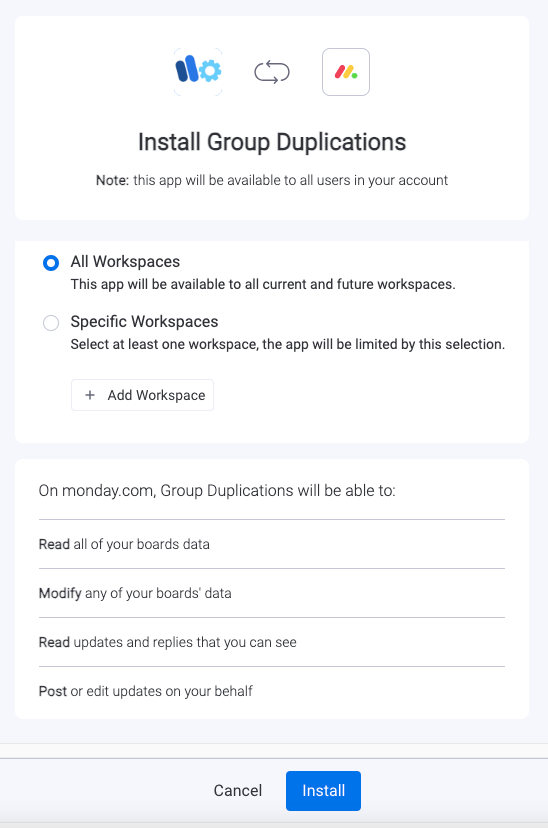 Install Group Duplications